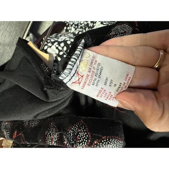 Vintage Tradition asymmetrical velvet  long sleeve sparkly florals print M-L - Picture 6 of 7